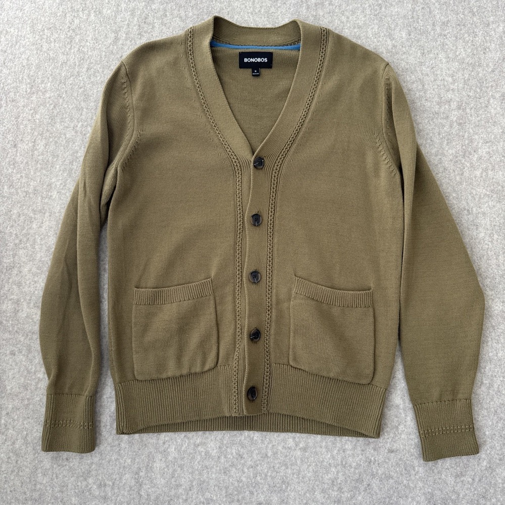 Bonobos Cotton Cardigan Sweater Green Mens Medium